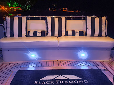 rear deck of motor yacht Black Diamond