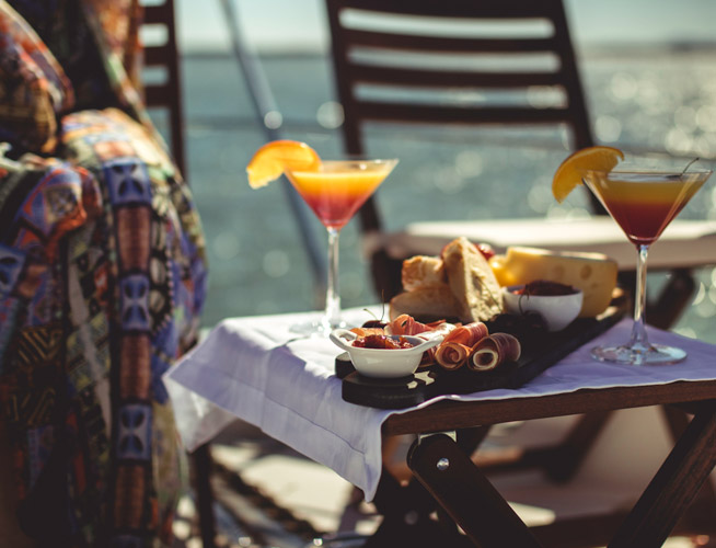 Dining aboard Luxury Yacht Holidays Black Diamond